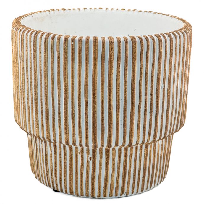 Aardewerk bloempot sandstone striped