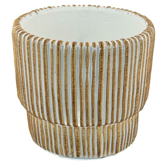 Aardewerk bloempot sandstone striped