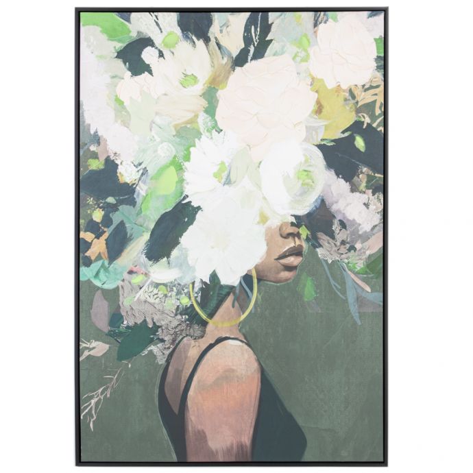 Schilderij vrouw bloemen