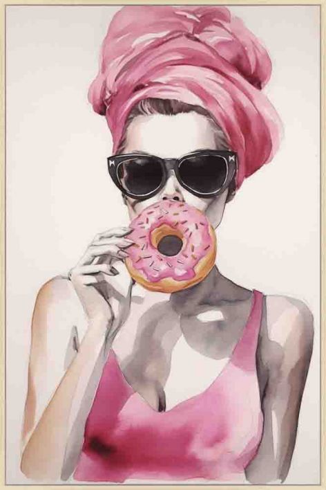 Schilderij vrouw donut 