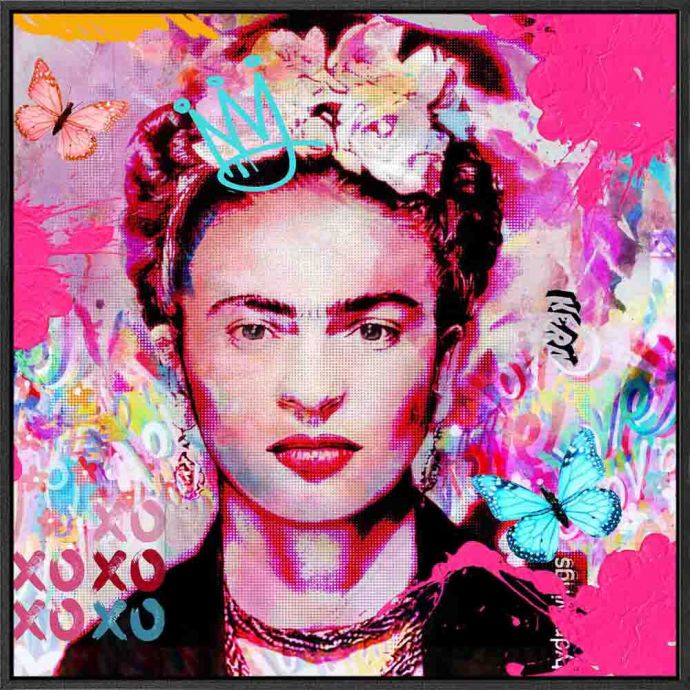 Schilderij high gloss popart Frida Kahlo 