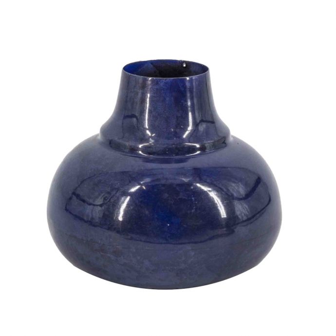 Metalen vaas kobalt blauw 