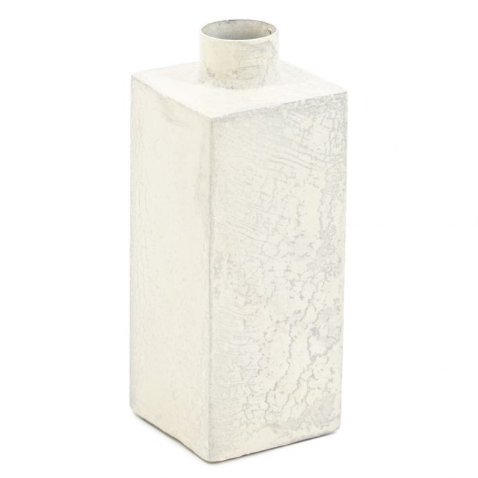 Vaas metaal square white marble