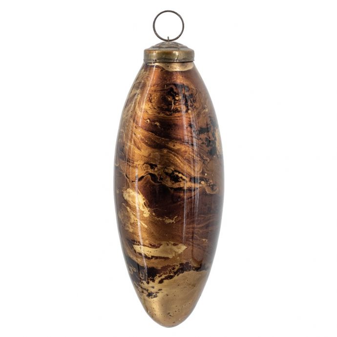 Glazen kerstbal XL brown marble