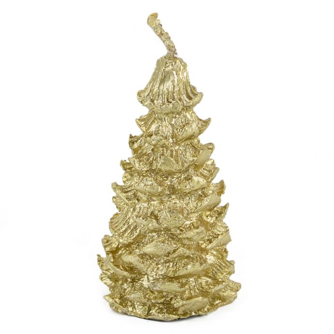 Kaars kerstboom rustiek goud