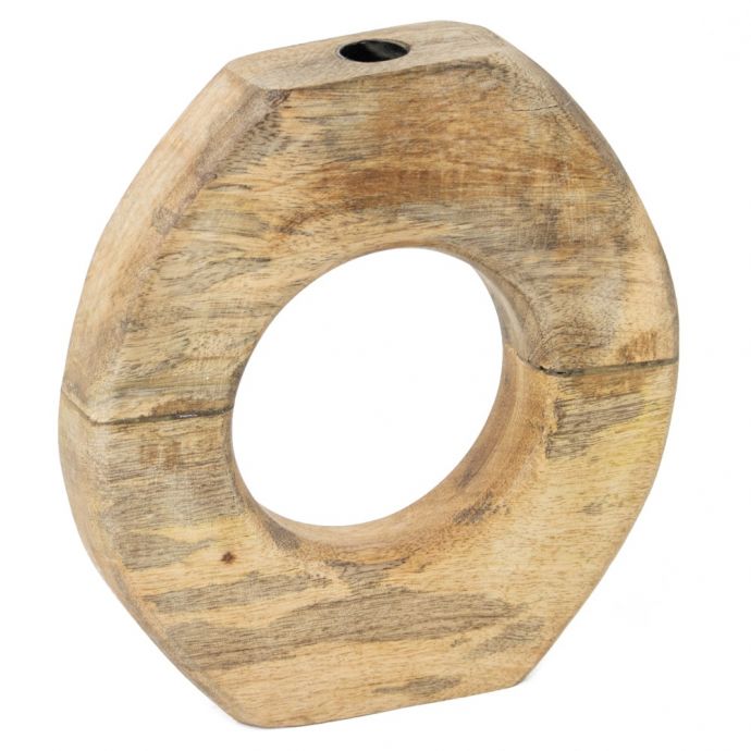 Houten kaarsenstandaard donut naturel