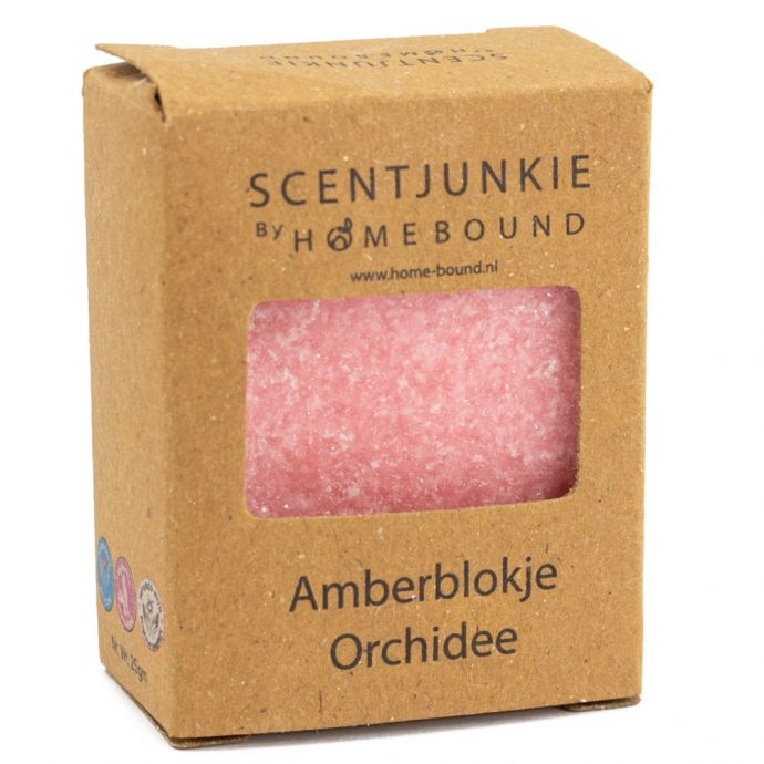 Amberblok in doosje ´Orchidee´