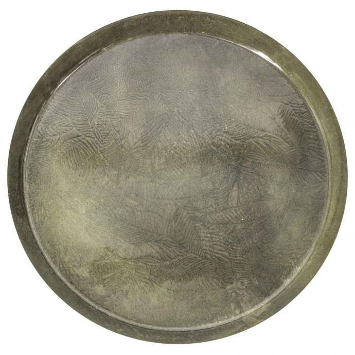 Metalen dienblad rond leaves olive