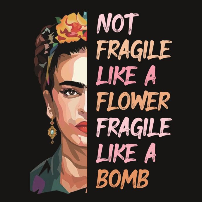 Tegeltje 'Frida: fragile like a bomb'