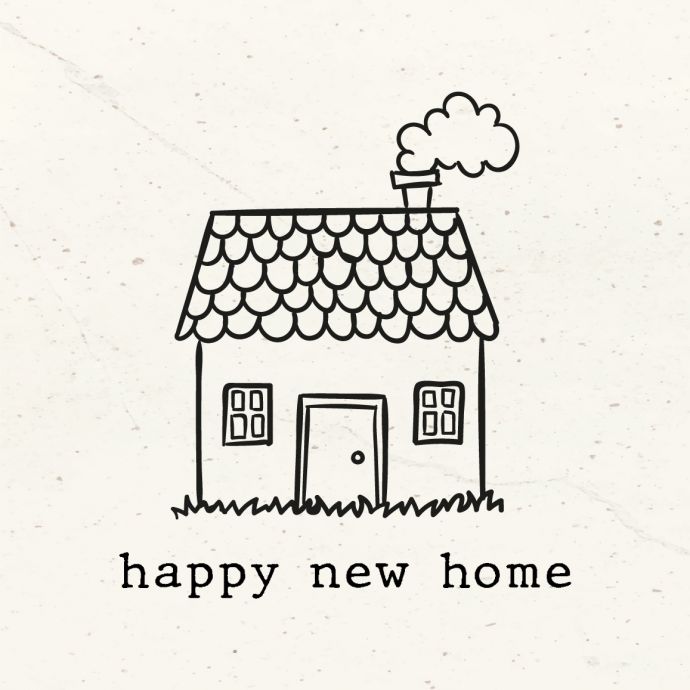 Ansichtkaart happy new home 