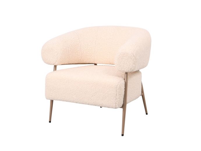 Fauteuil Zola in stof plush wit 