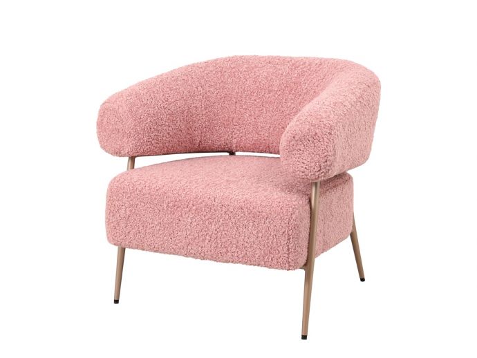 Fauteuil Zola in stof plush roze 