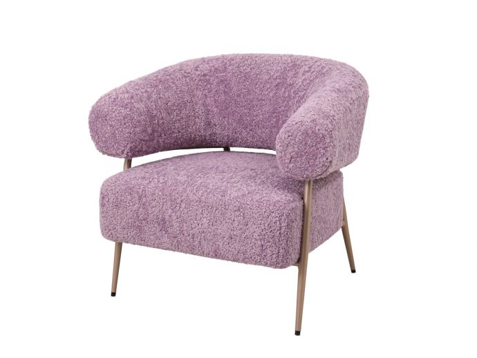 Fauteuil Zola in stof plush lila 