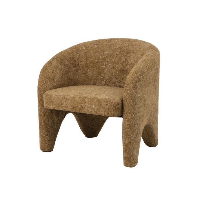 Fauteuil Elle in stof chenille oker