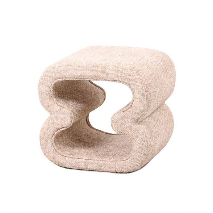 Hocker Inez in stof chenille beige