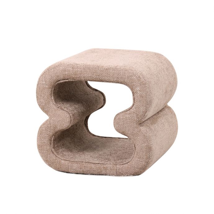 Hocker Inez in stof chenille zand