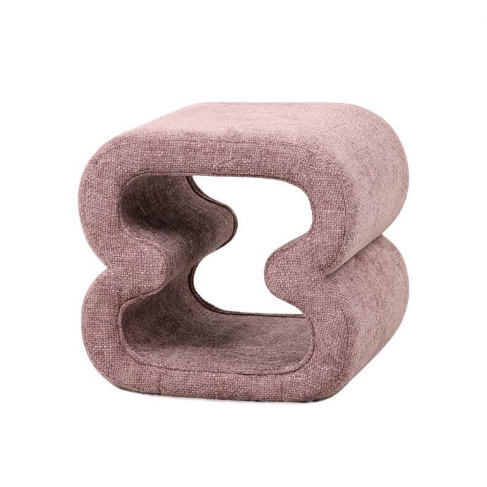 Hocker Inez in stof chenille roze