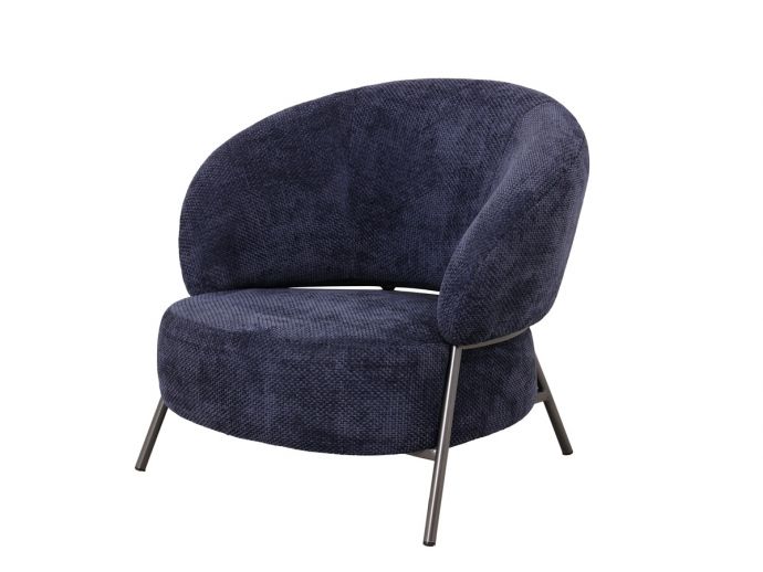 Fauteuil Norah in stof Chenille blauw 