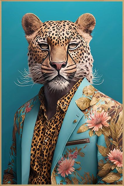 Schilderij tempered glass 'Diamanten Cheetah'