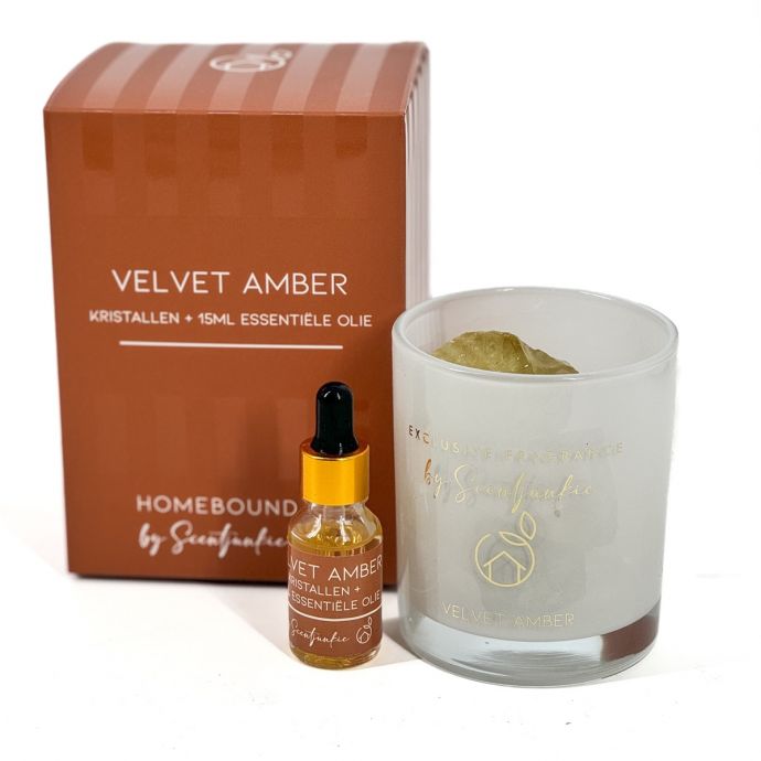 Geur kristal met 15ml essentiële olie 'Velvet amber'