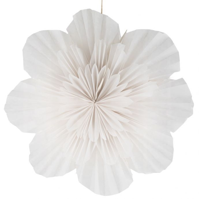 Kerstster flower 40cm wit met pendel 