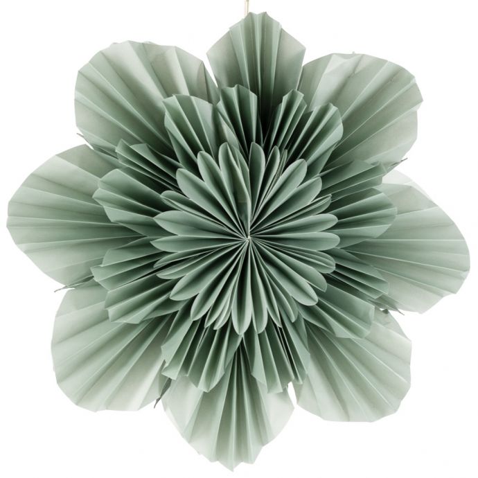 Kerstster flower 40cm turquoise met pendel