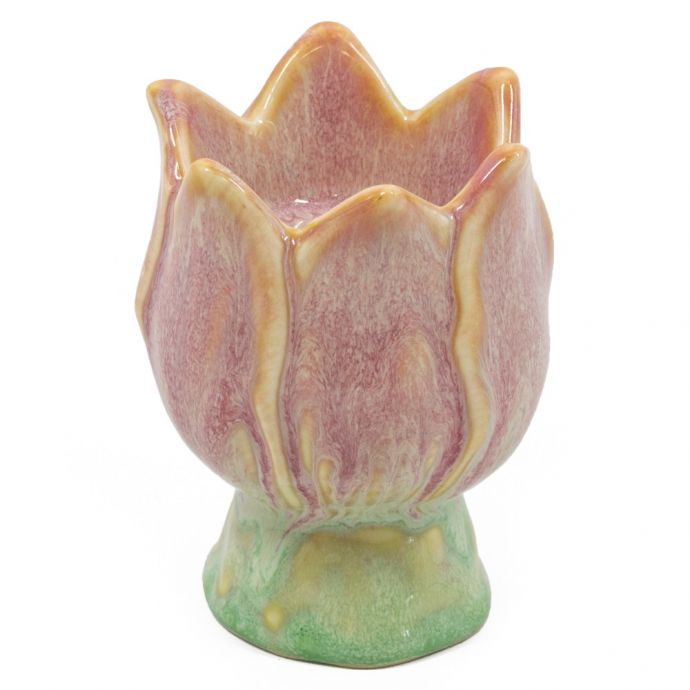 Aardewerk kaarsenstandaard tulp peach 