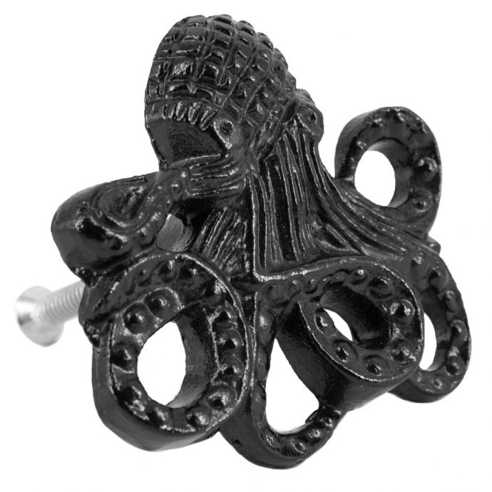 Knopje metaal octopus zwart 