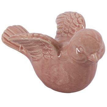 Aardewerk vogel pink 