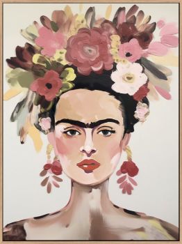 Schilderij canvas Frida Kahlo pastel