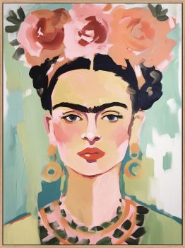 Schilderij canvas Frida Kahlo pastel