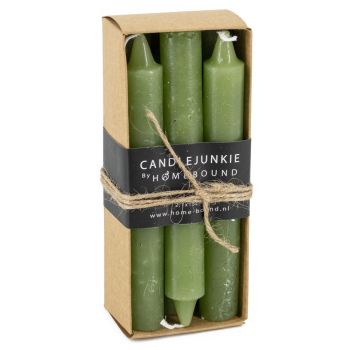 Candle Junkie doosje dinerkaarsen groen